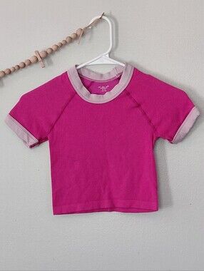 Out From Under Urban Outfitters Pink Ribbed Baby Tee Crop Top Size XS